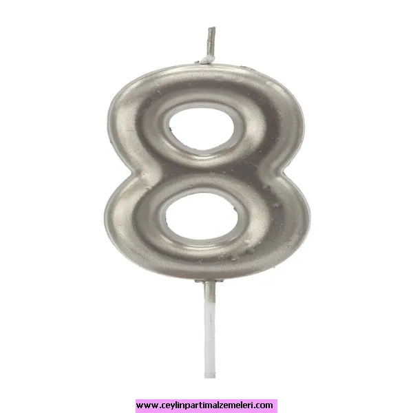 8 Rakam Mum Gümüş